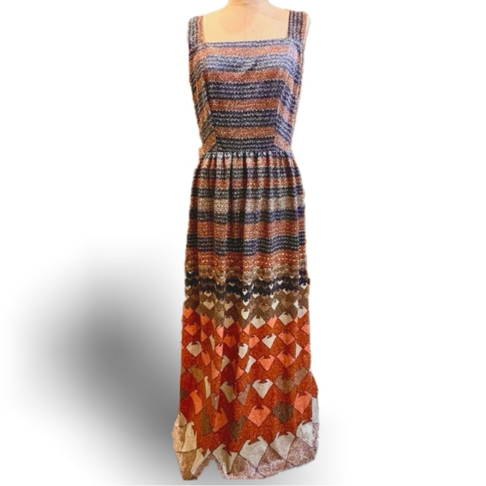 Vintage 70s Fred Rothschild‎ floor length maxi evening lounge glamour gown dress